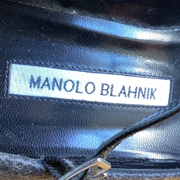 Manolo Blahnik Grey and black snake skin, cap toe studded heels - Picture 9 of 9